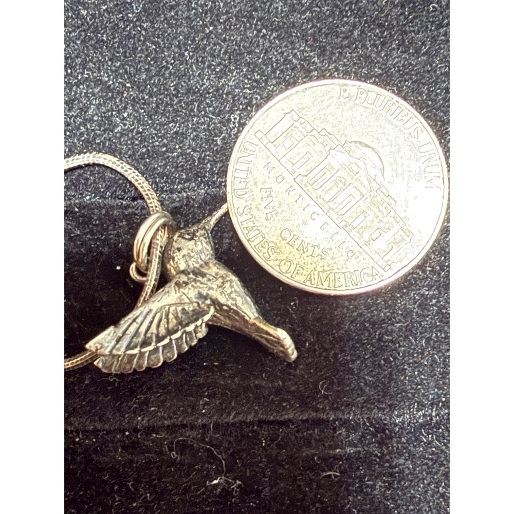 VTG Native American Silver Hummingbird Pendant 925 Chain Necklace Signed 925 OP - Picture 10 of 12